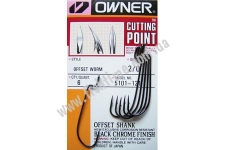 Оффсетный крючок Owner Offset Worm Cutting Point 6шт кольцо Black Chrome 5101-2/0
